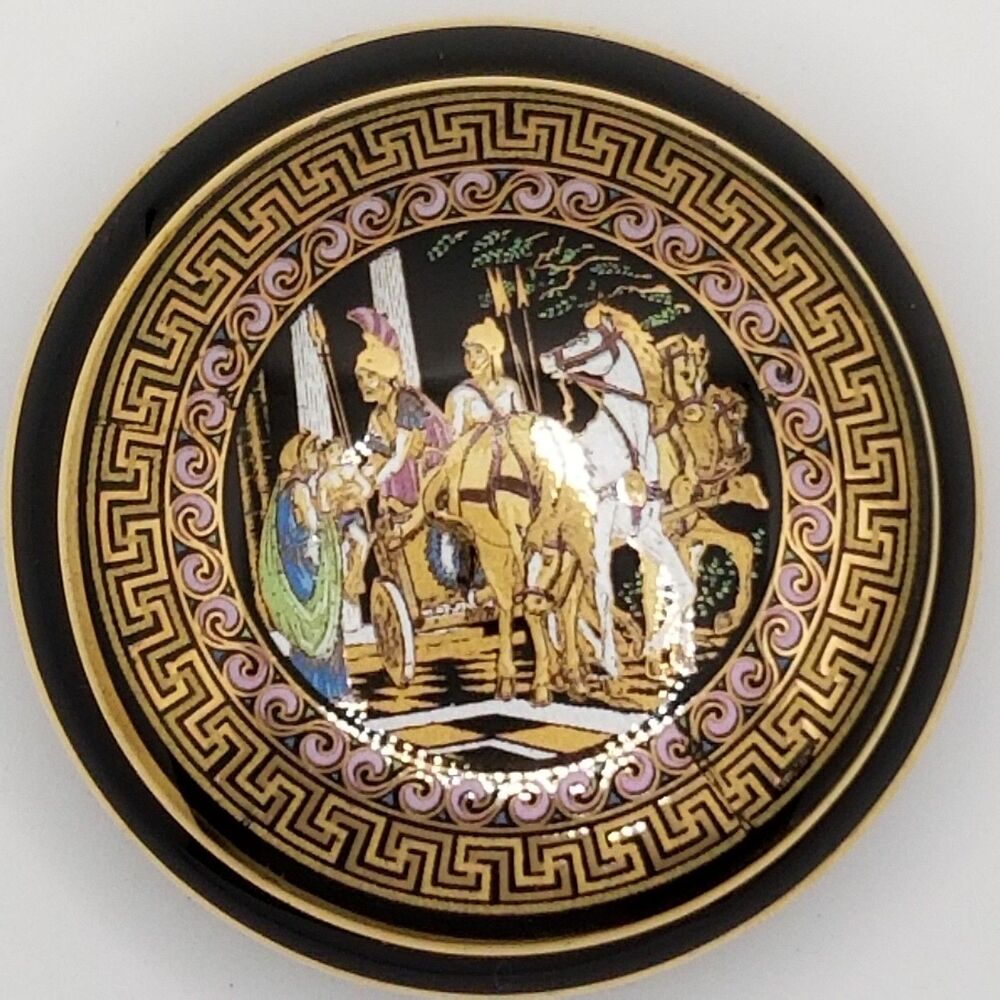 vintage Greek trinket box with a 24K gold design